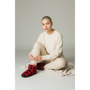 Woolrich‎ Womens Althea Bootie Slippers Red Black Buffalo Plaid, Size 6, NIB